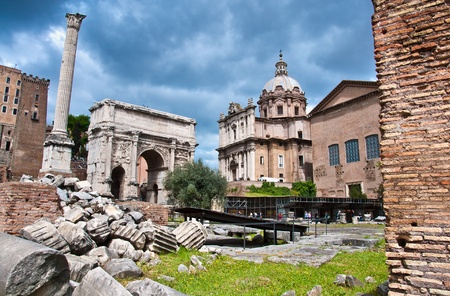 Roman Forum One of the most famous landmarks in the world located at Rome, Italy. 