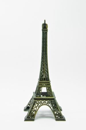 Statue of eiffel tower isolated on white の写真素材