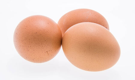 three eggs on white backgroundの写真素材