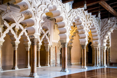 Corridor of aljaferia alcazar of Zaragoza Spainのeditorial素材