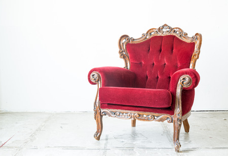 Luxurious classical vintage armchair on white backgroundの写真素材