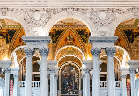 WASHINGTON DC - March26: Interior of the Library of Congress in DC on March 26, 2013. It moved to Washington in 1800, after sitting for eleven years in the temporary national capitals of New York and Philadelphia.の写真素材