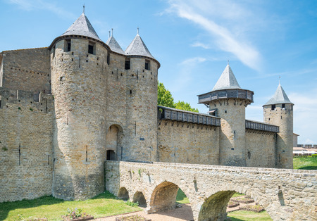 Fortress of Carcassonne in southern France - Languedoc, Franceのeditorial素材