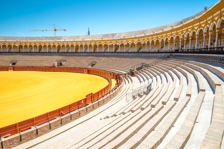 SEVILLE, SPAIN - JUNE 4: Plaza de toros de la Real Maestranza de Caballeria de Sevilla on June 4, 2014, Spain. Also called Plaza de Toros of Seville, it is the oldest spanish bullringのeditorial素材