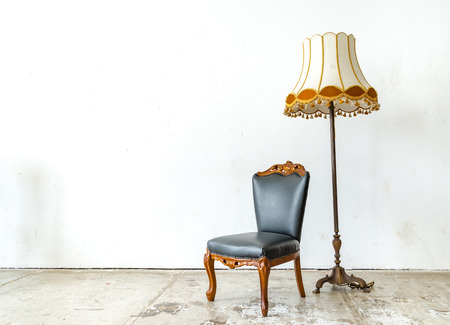 Classical style Armchair sofa couch in vintage room with desk lampの写真素材