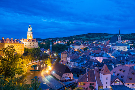 Cesky Kromlov, Czech Republic. Image of Cesky Krumlov, located in southern Czech Republic during sunset.のeditorial素材