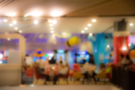 Blurred background : Customer at restaurant blur background with bokehの写真素材