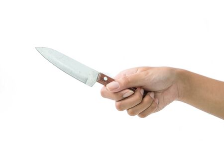 Hand with Knife on white background