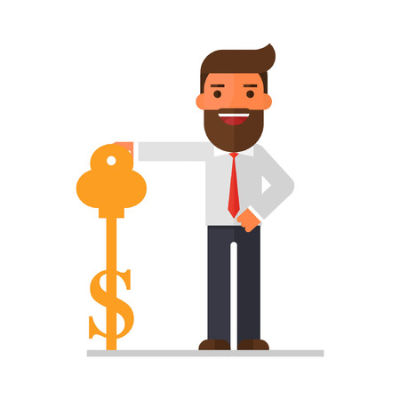 businessman in costume with key succesのイラスト素材