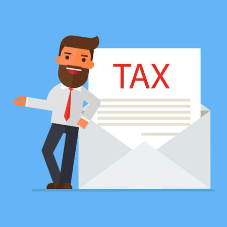 Businessman stands by the letterのイラスト素材