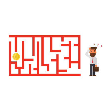 Maze and businessman thinking solutionのイラスト素材