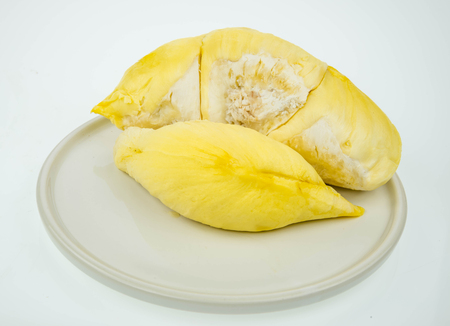 King of fruits, durian on white backgroundの写真素材