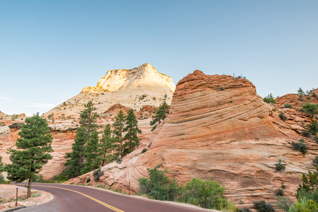 Scenic drive in Zion national park Utahの写真素材