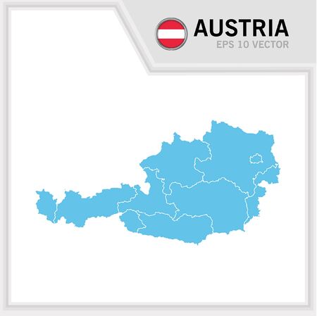Austria map and flag in white backgroundのイラスト素材