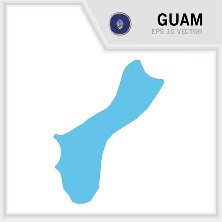 Guam map and flag in white backgroundのイラスト素材