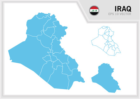 Iraq map and flag in white backgroundのイラスト素材