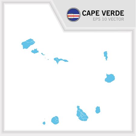 Cape verde map and flag in white backgroundのイラスト素材