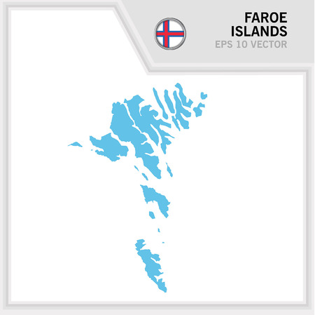 Faroe Islands map and flag in white backgroundのイラスト素材