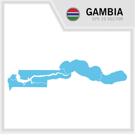 Gambia map and flag in white backgroundのイラスト素材