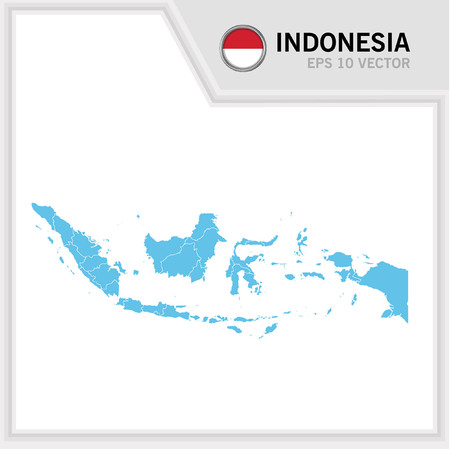 Indonesia map and flag in white backgroundのイラスト素材