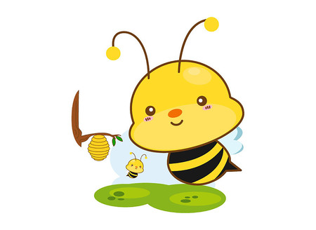 Bee cartoon flying on a white backgroundのイラスト素材