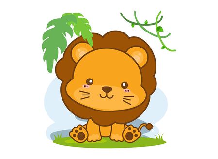 Cartoon happy lion on white backgroundのイラスト素材