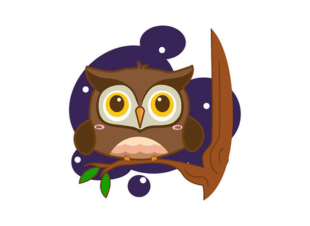 Cute baby owl on a white backgroundのイラスト素材