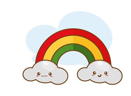 Cute clouds and rainbow drawing vector illustration designのイラスト素材