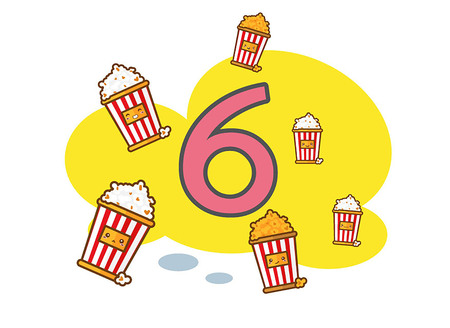 Illustration of isolated number six character with fast food popcornのイラスト素材