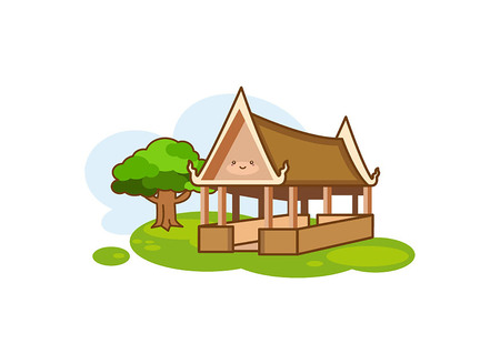 Pavilion icon in cartoon style isolated on white backgroundのイラスト素材