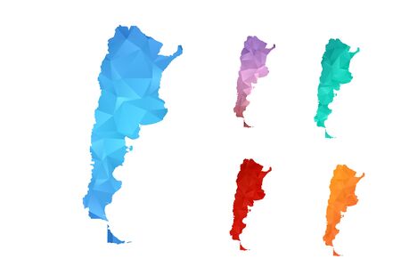 Variety color polygon map on white background of map of Argentina symbol for your web site design map logo, app, ui. Travel vector eps10, concept illustration.のイラスト素材