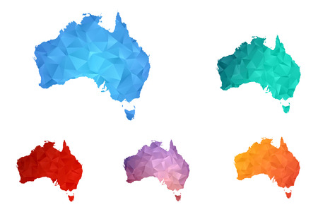 Variety color polygon map on white background of map of Australia symbol for your web site design map logo, app, ui. Travel vector eps10, concept illustration.のイラスト素材