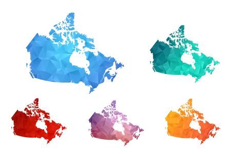 ariety color polygon map on white background of map of Canada symbol for your web site design map logo, app, ui, Travel vector eps10, concept Illustration.のイラスト素材