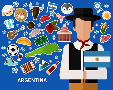 Argentina concept background colorful flat icons.のイラスト素材