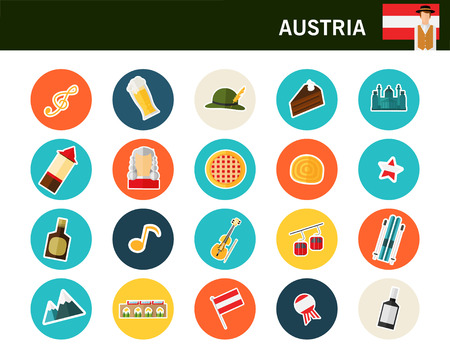 Austria concept flat colorful icons.のイラスト素材