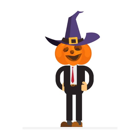 happy halloween pumpkin businessmanのイラスト素材