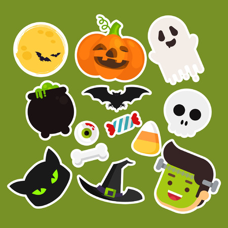 Halloween elements collection in flat designのイラスト素材