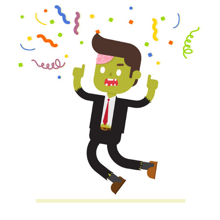 Zombie office celebrating with party hatのイラスト素材