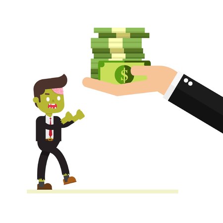 zombie businessman thinking twice before loaningのイラスト素材