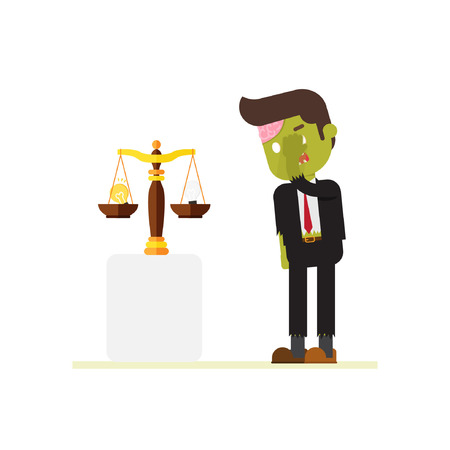 zombie businessman scaling idea bulbのイラスト素材
