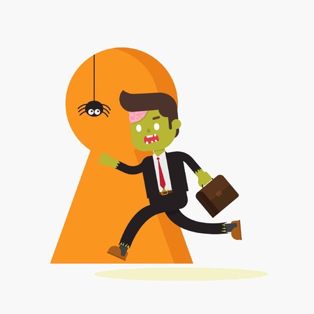 zombie office with a briefcases go to a big keyholeのイラスト素材