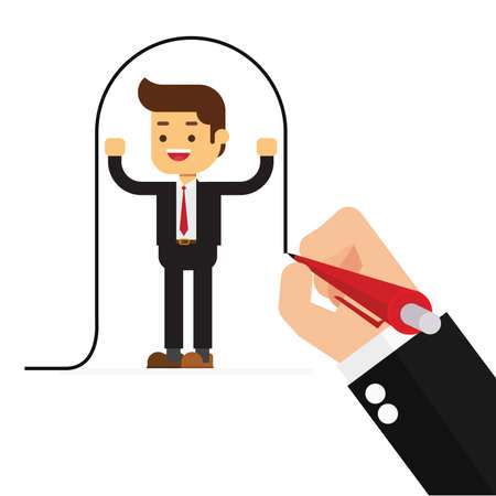 Businessman draws a line covering the clientのイラスト素材