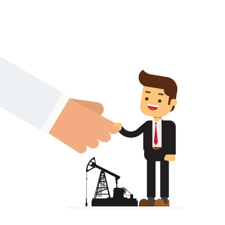 Businessman and Arab businessman handshake deal oil drilling businessのイラスト素材