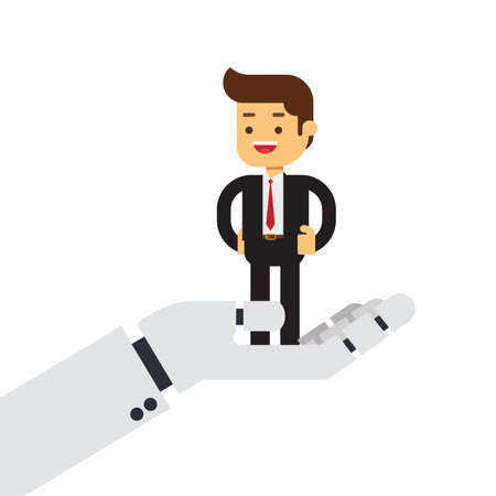 businessman in robotic handのイラスト素材