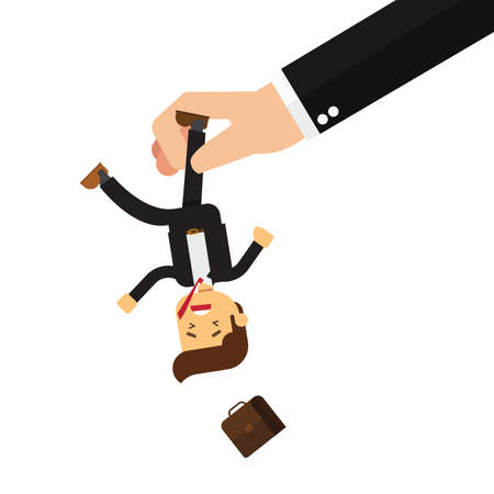 businessman squeezed by boss hand in punishmentのイラスト素材