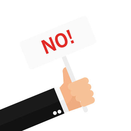 Businessman hand holding placard with no signのイラスト素材