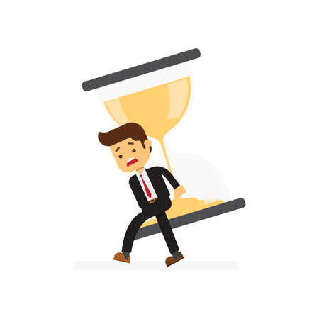 businessman carrying hourglass on shoulder