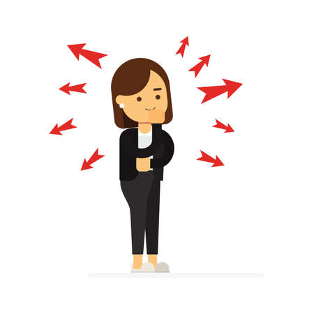 Confused business woman choosing directionsのイラスト素材