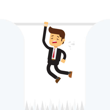 Business man trap to the mountain cliffのイラスト素材