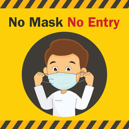 No Mask, No Entry,Man Wearing Face Maskのイラスト素材